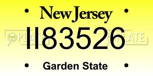 II83526 New Jersey License Plate