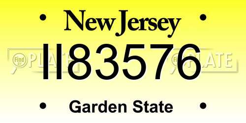 II83576 New Jersey License Plate