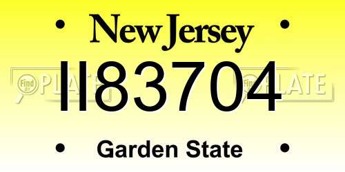 II83704 New Jersey License Plate