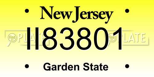II83801 New Jersey License Plate