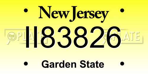 II83826 New Jersey License Plate