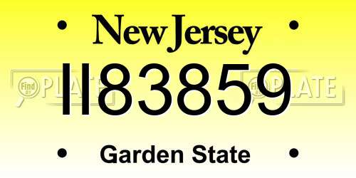 II83859 New Jersey License Plate