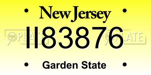 II83876 New Jersey License Plate