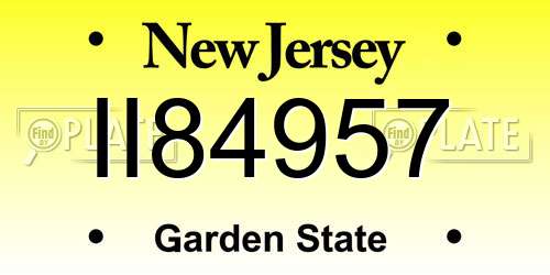 II84957 New Jersey License Plate