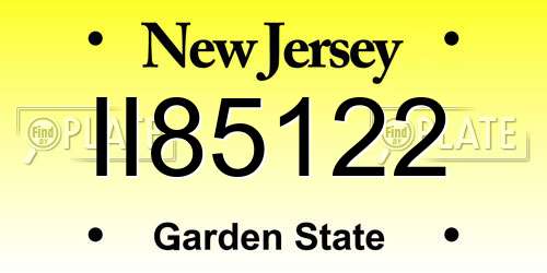 II85122 New Jersey License Plate