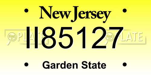 II85127 New Jersey License Plate