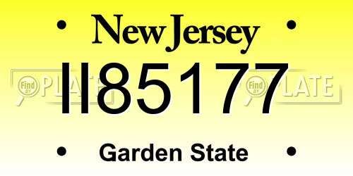 II85177 New Jersey License Plate