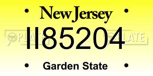 II85204 New Jersey License Plate