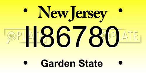 II86780 New Jersey License Plate