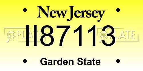 II87113 New Jersey License Plate