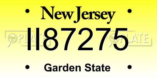 II87275 New Jersey License Plate