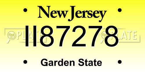 II87278 New Jersey License Plate