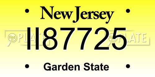 II87725 New Jersey License Plate