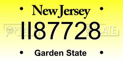 II87728 New Jersey License Plate