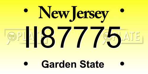 II87775 New Jersey License Plate