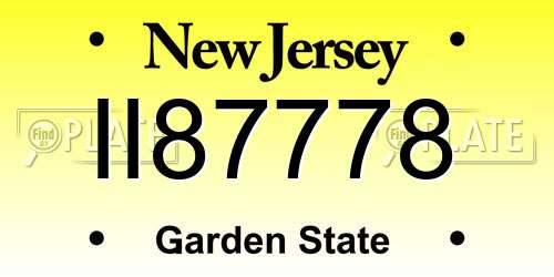 II87778 New Jersey License Plate