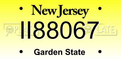 II88067 New Jersey License Plate