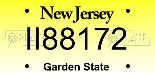 II88172 New Jersey License Plate