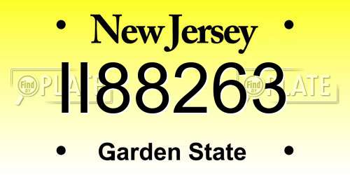 II88263 New Jersey License Plate