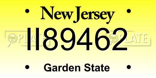 II89462 New Jersey License Plate