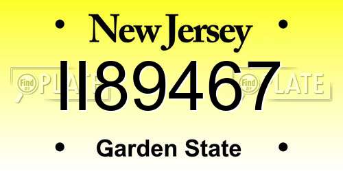 II89467 New Jersey License Plate