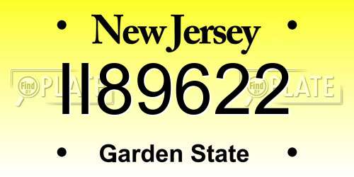 II89622 New Jersey License Plate