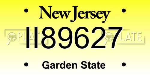 II89627 New Jersey License Plate