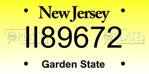 II89672 New Jersey License Plate