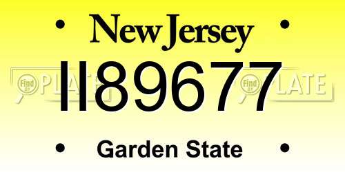 II89677 New Jersey License Plate