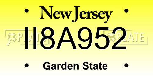 II8A952 New Jersey License Plate