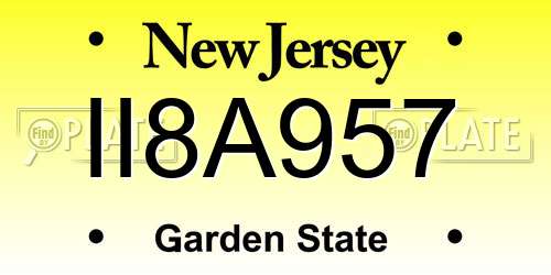 II8A957 New Jersey License Plate
