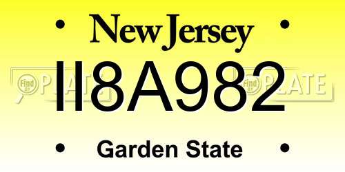 II8A982 New Jersey License Plate