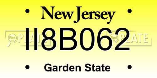 II8B062 New Jersey License Plate