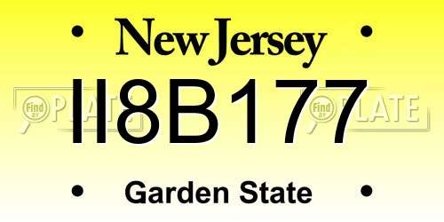 II8B177 New Jersey License Plate