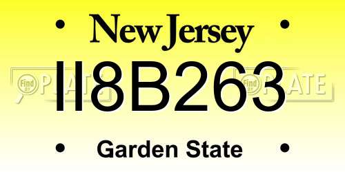 II8B263 New Jersey License Plate