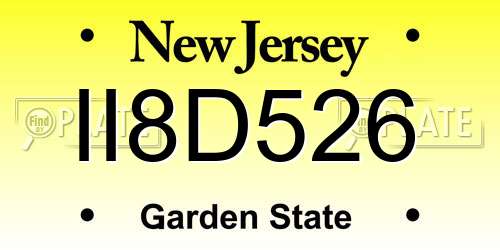 II8D526 New Jersey License Plate