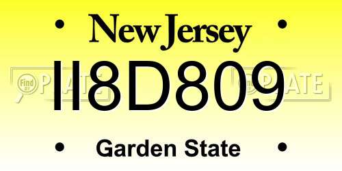 II8D809 New Jersey License Plate