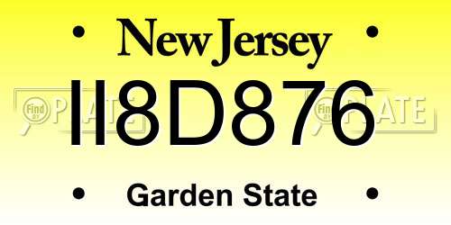 II8D876 New Jersey License Plate