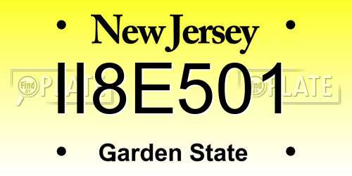 II8E501 New Jersey License Plate