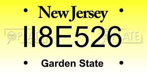 II8E526 New Jersey License Plate