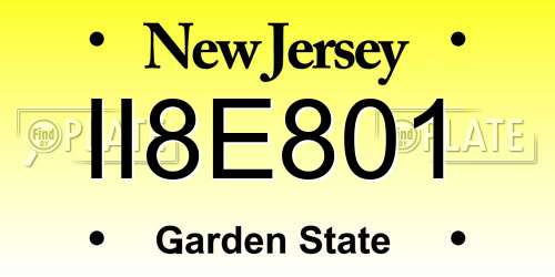 II8E801 New Jersey License Plate