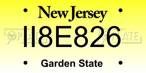 II8E826 New Jersey License Plate