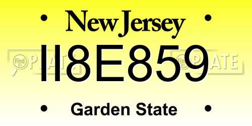 II8E859 New Jersey License Plate