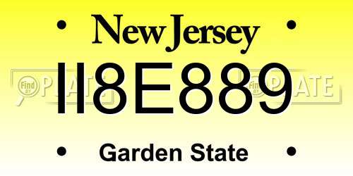 II8E889 New Jersey License Plate