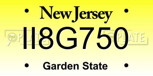 II8G750 New Jersey License Plate