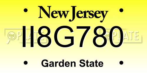 II8G780 New Jersey License Plate