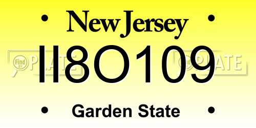 II8O109 New Jersey License Plate