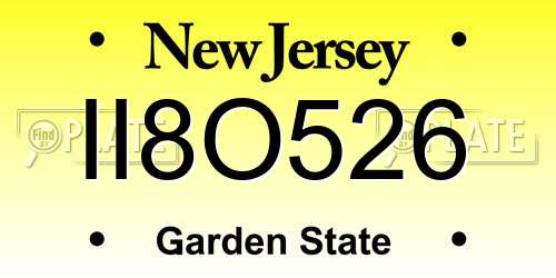 II8O526 New Jersey License Plate