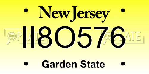 II8O576 New Jersey License Plate