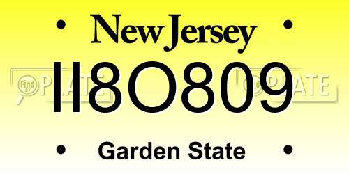 II8O809 New Jersey License Plate
